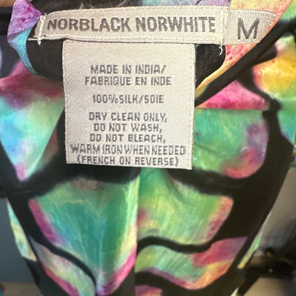 vintage norblack norwhite silk open back maxi dress abstract multicolor size m - Picture 2 of 8